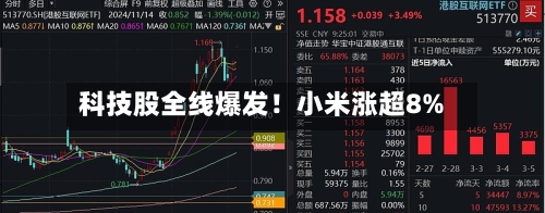科技股全线爆发！小米涨超8%