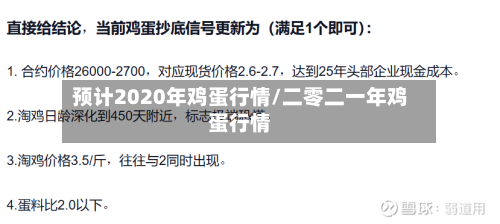 预计2020年鸡蛋行情/二零二一年鸡蛋行情