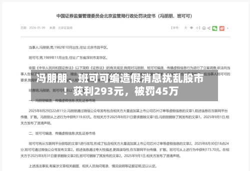 冯朋朋、班可可编造假消息扰乱股市！获利293元，被罚45万-第2张图片