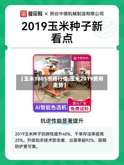 【玉米1805市场行情,玉米2019费用走势】