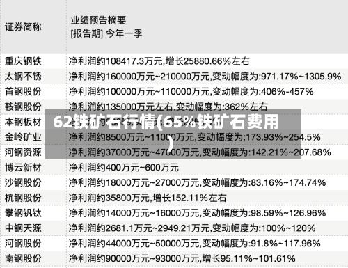 62铁矿石行情(65%铁矿石费用)